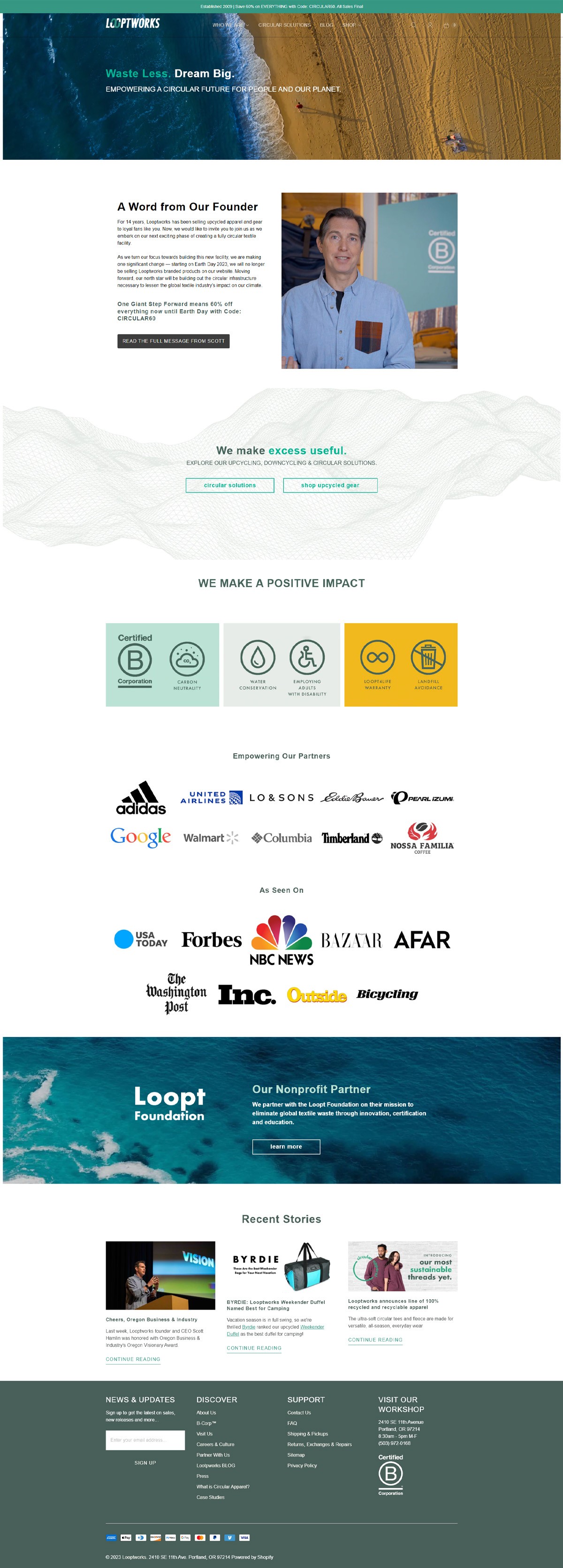 eCommerce website: LOOPTWORKS