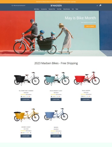 eCommerce website: MADSEN Cycles