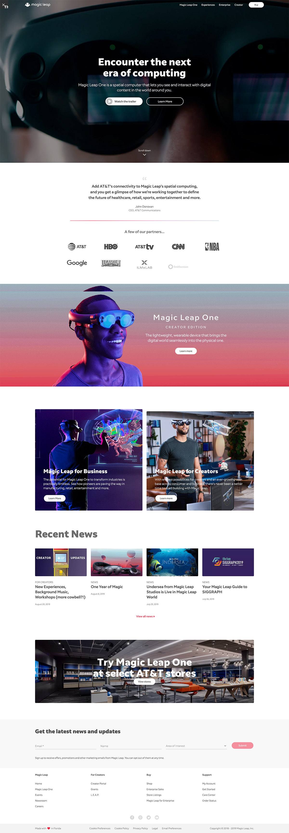 eCommerce website: Magic Leap