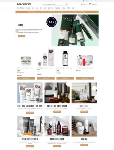 eCommerce website: Mankind