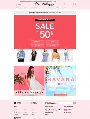 eCommerce website: Miss Selfridge