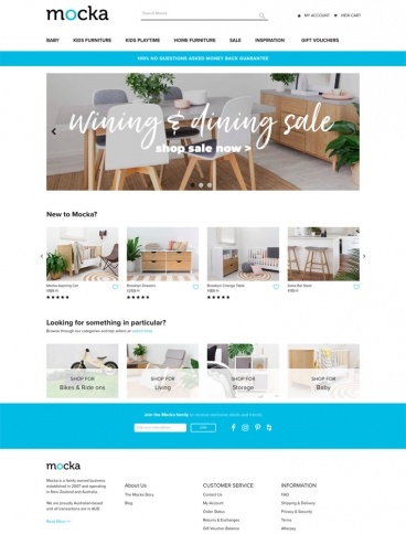 eCommerce website: Mocka Australia