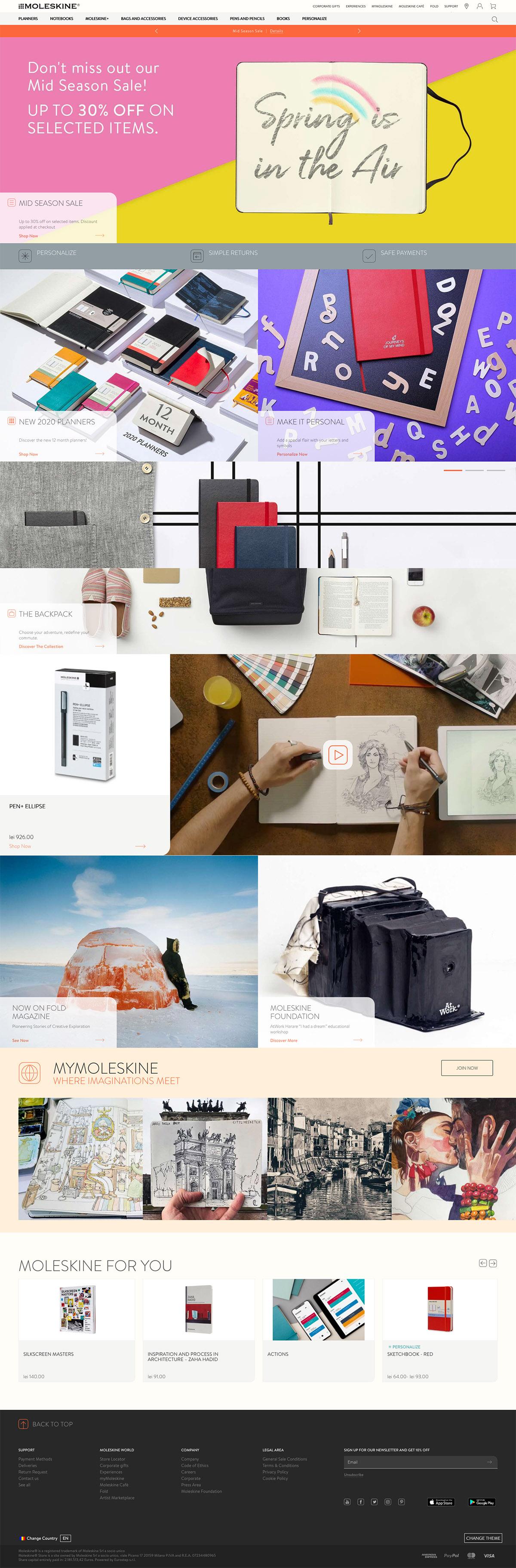 eCommerce website: Moleskine