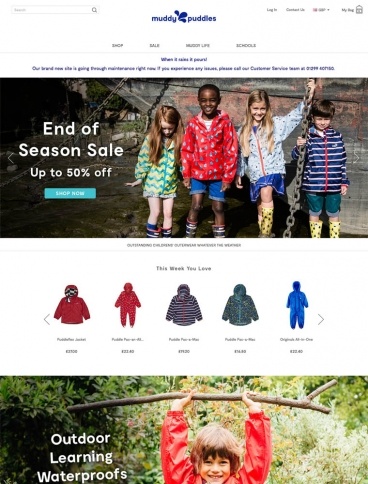 eCommerce website: Muddy Puddles