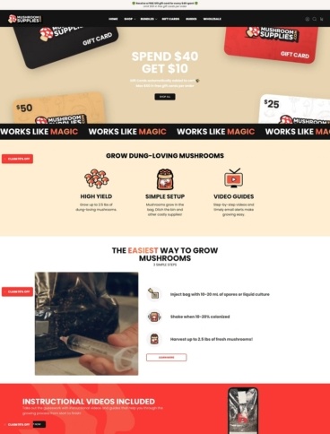 eCommerce website: Mushroom Supplies