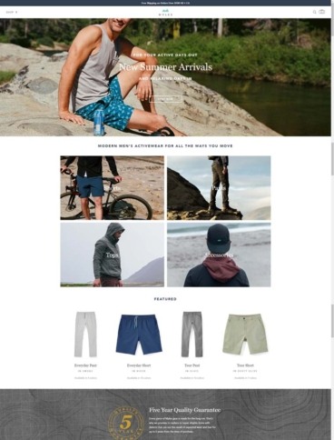 eCommerce website: Myles Apparel