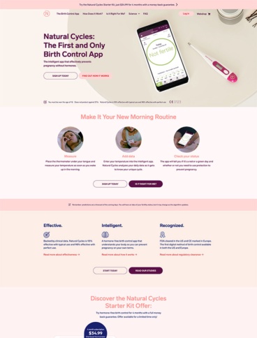 eCommerce website: Natural Cycles