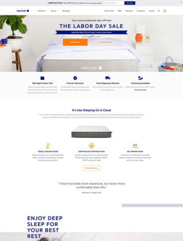eCommerce website: Nectar Sleep