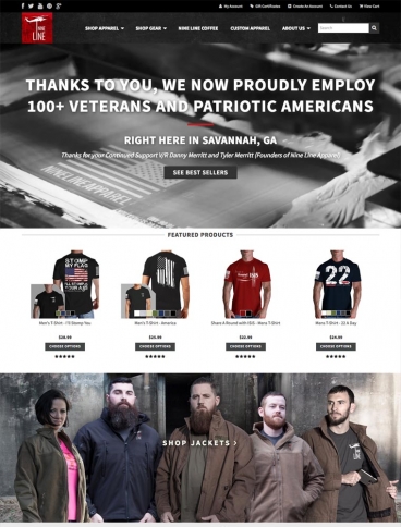 eCommerce website: Nine Line Apparel