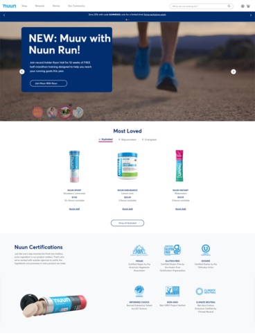 eCommerce website: Nuun