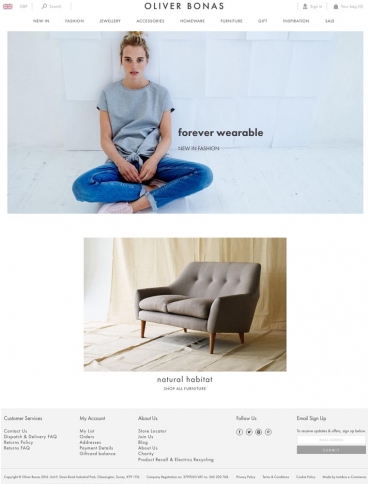 eCommerce website: Oliver Bonas