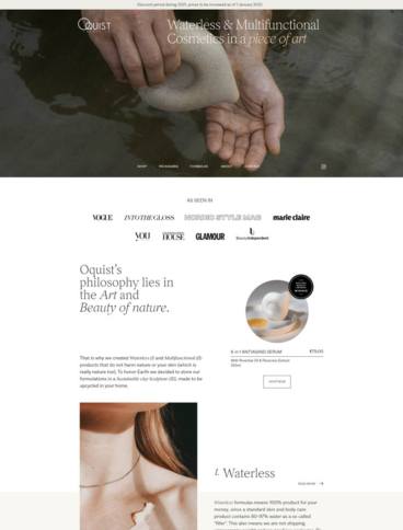 eCommerce website: Oquist Cosmetics