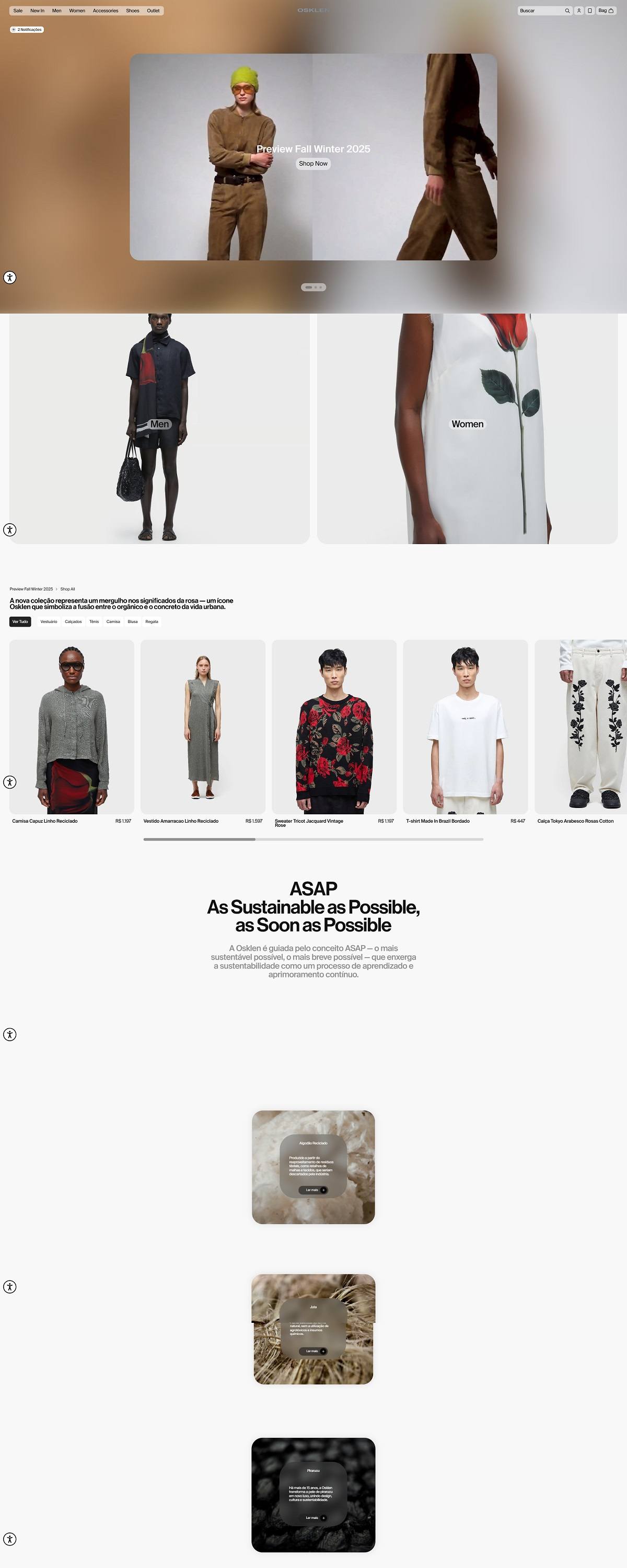 eCommerce website: Osklen