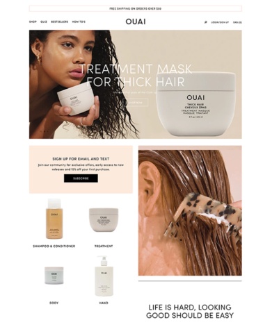 eCommerce website: OUAI