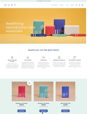 eCommerce website: OVRY