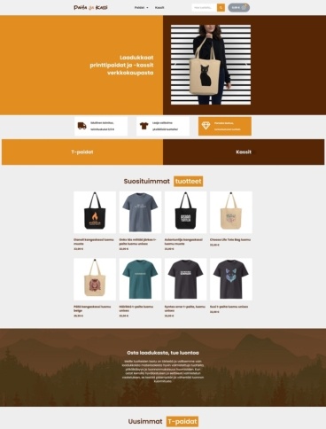 eCommerce website: Paita ja Kassi