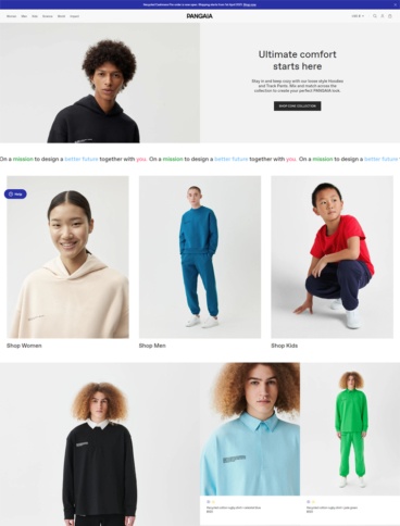 eCommerce website: Pangaia