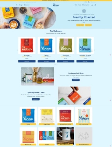 eCommerce website: Partners Coffee