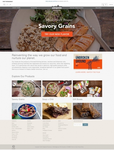 eCommerce website: Patagonia Provisions