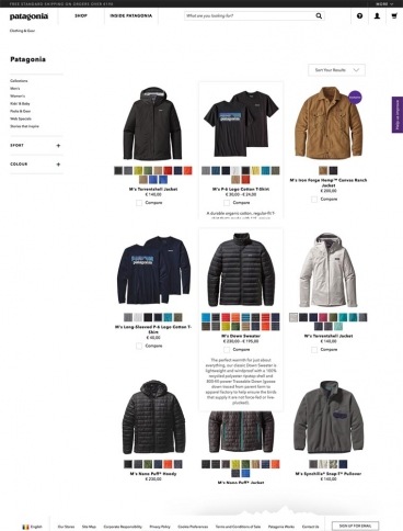 eCommerce website: Patagonia