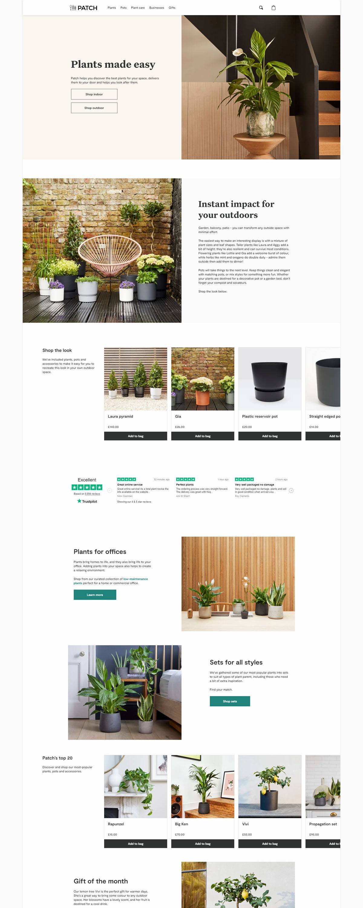 eCommerce website: Patch plants
