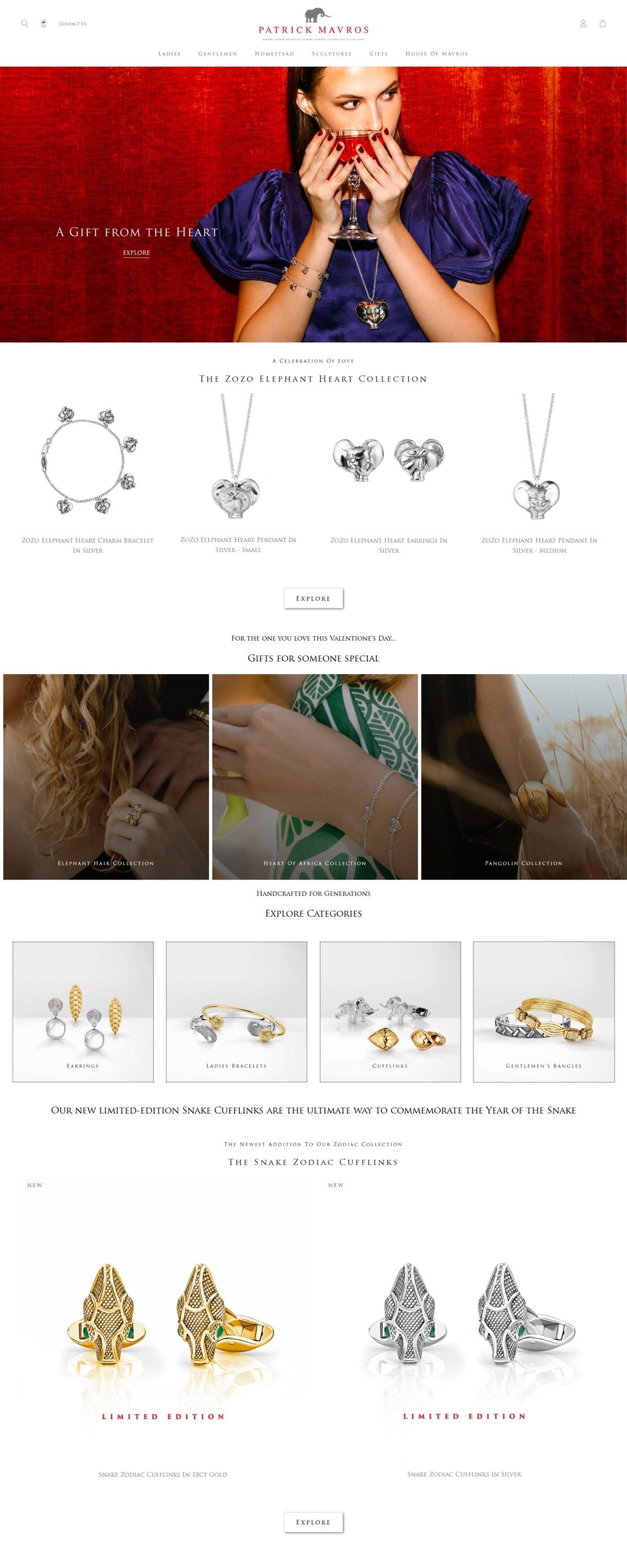 eCommerce website: Patrick Mavros