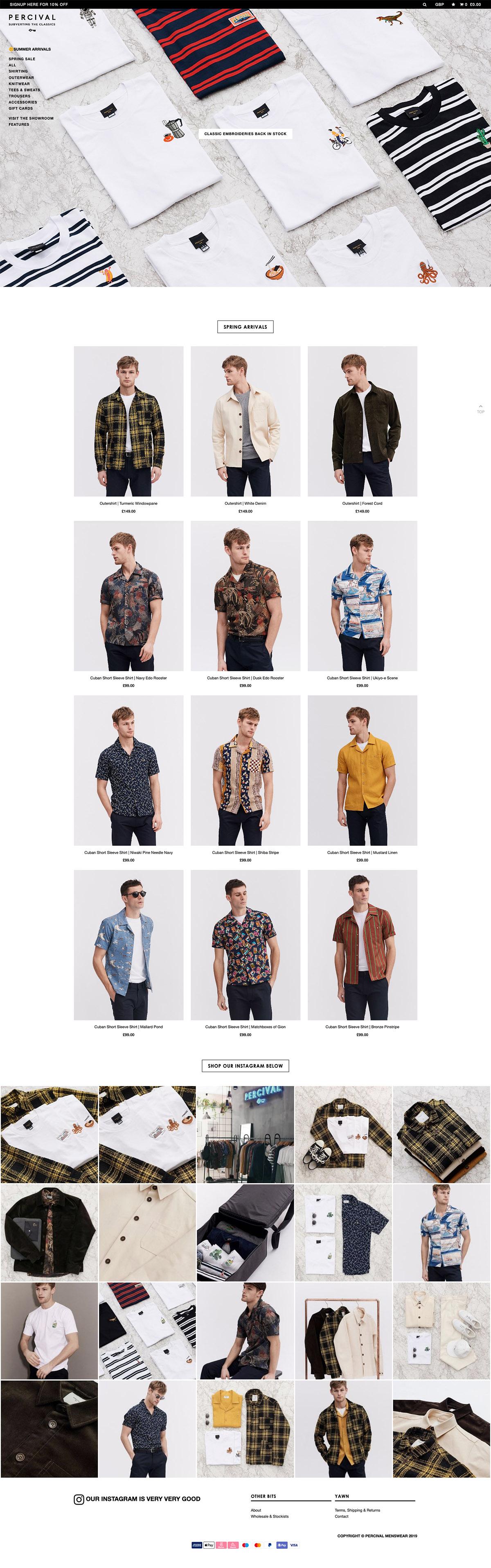 eCommerce website: Percival