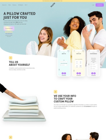 eCommerce website: Pluto Pillow