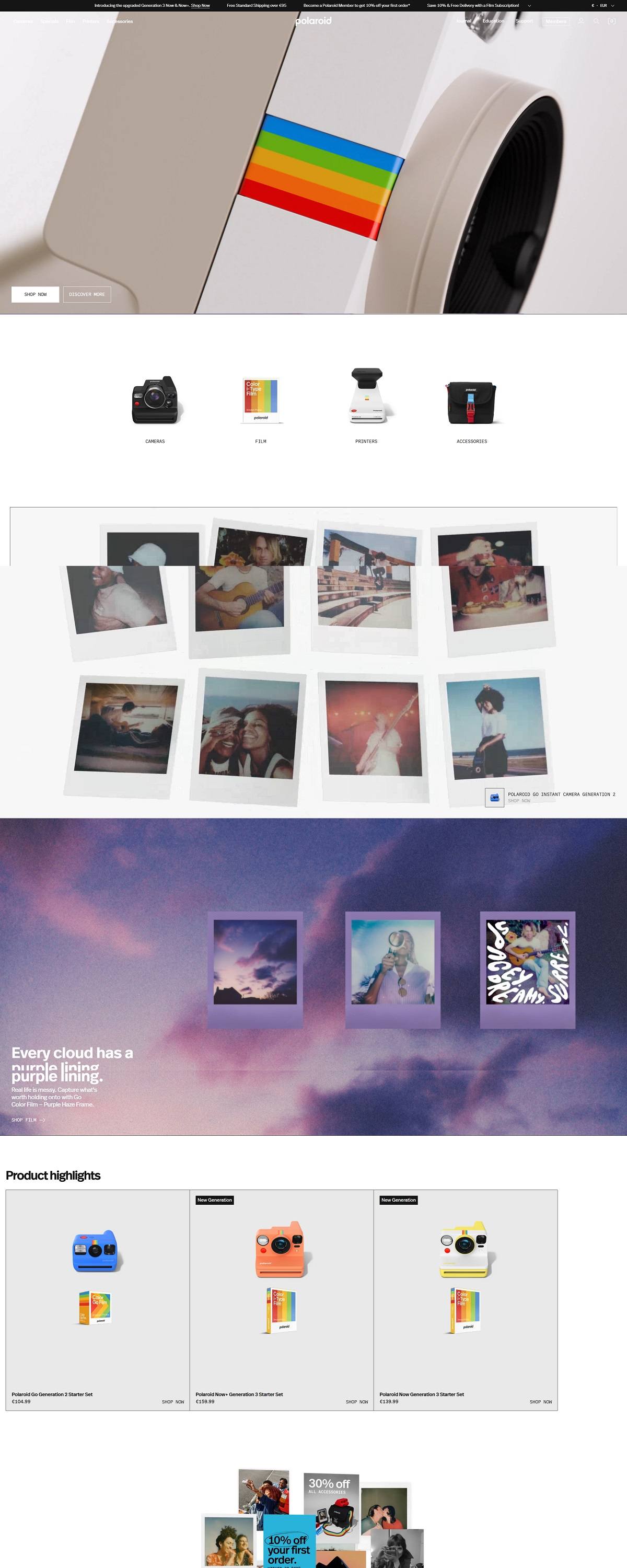 eCommerce website: Polaroid