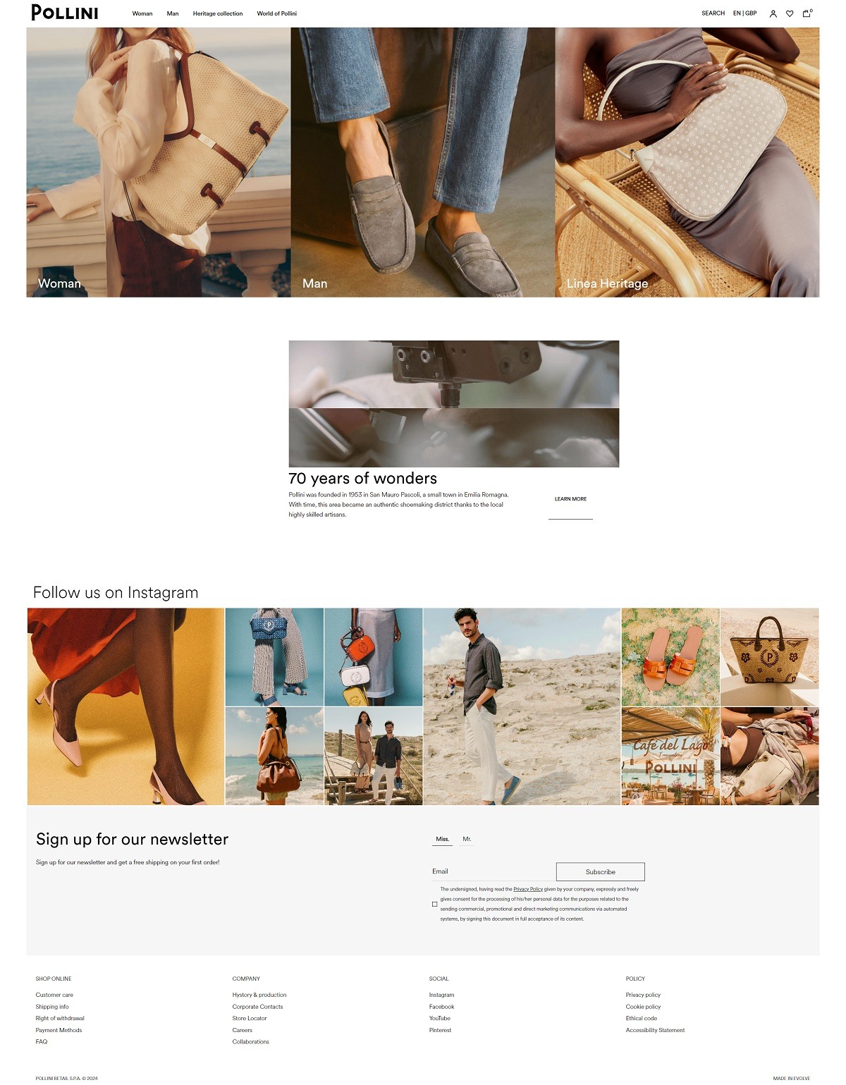 eCommerce website: Pollini