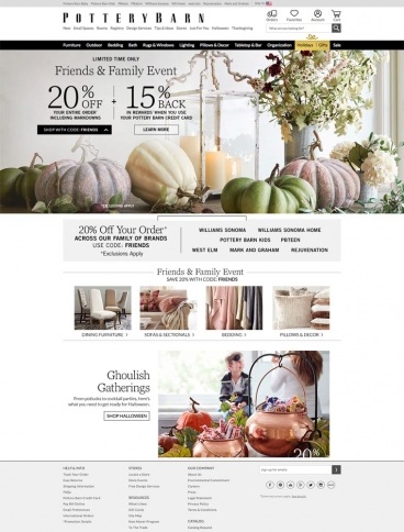 eCommerce website: Pottery Barn