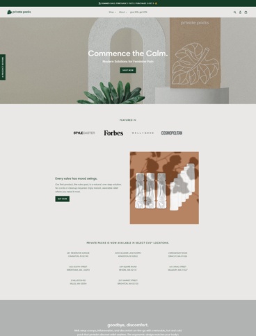 eCommerce website: Private Packs