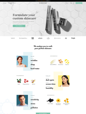 eCommerce website: Proven Skincare