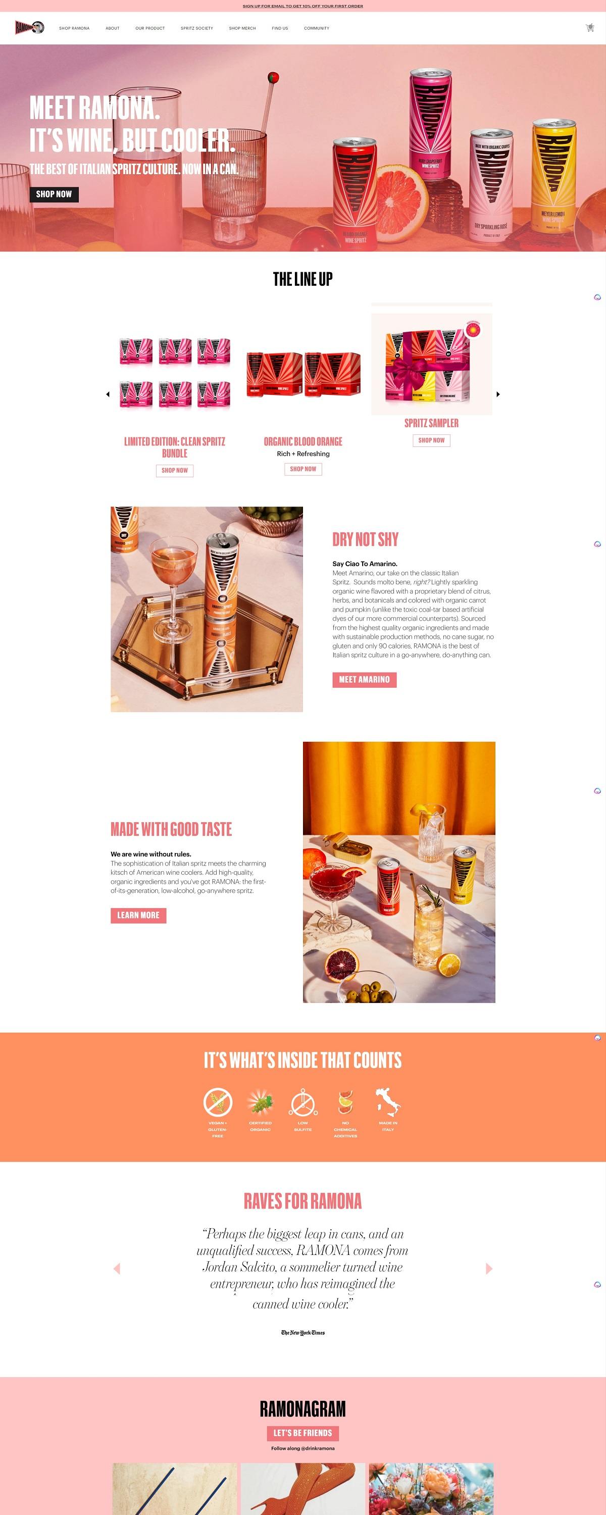 eCommerce website: Drink Ramona