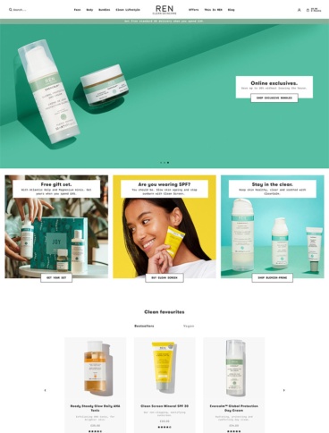 eCommerce website: REN Clean Skincare