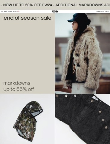 eCommerce website: Rooney