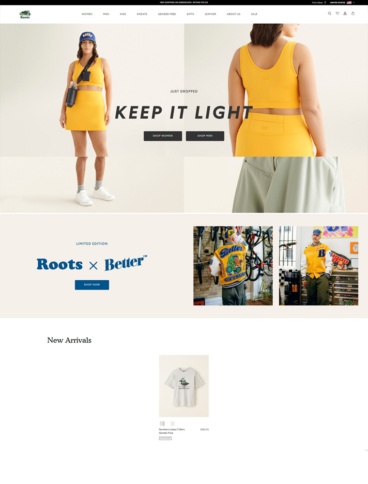 eCommerce website: Roots