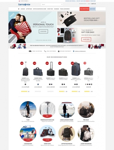 eCommerce website: Samsonite