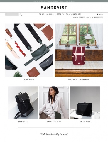 eCommerce website: Sandqvist