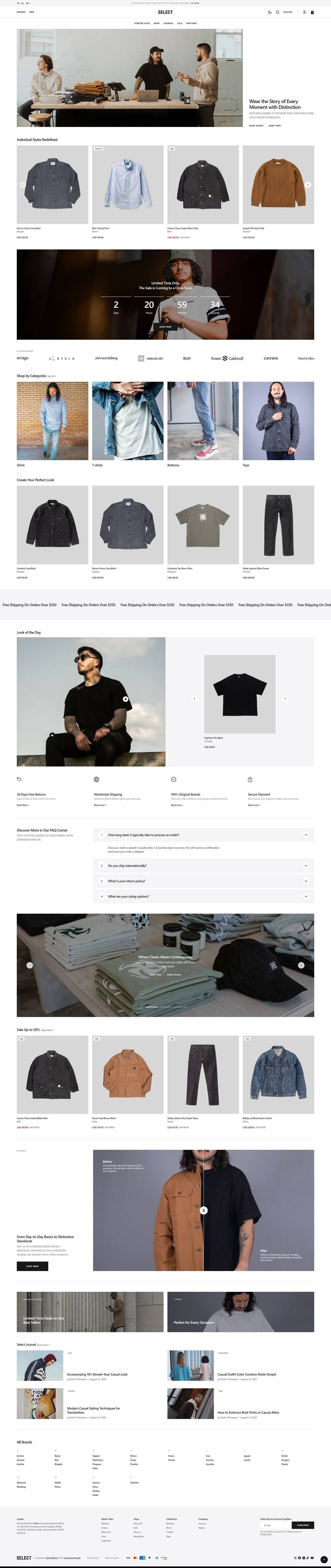 eCommerce website template: Select