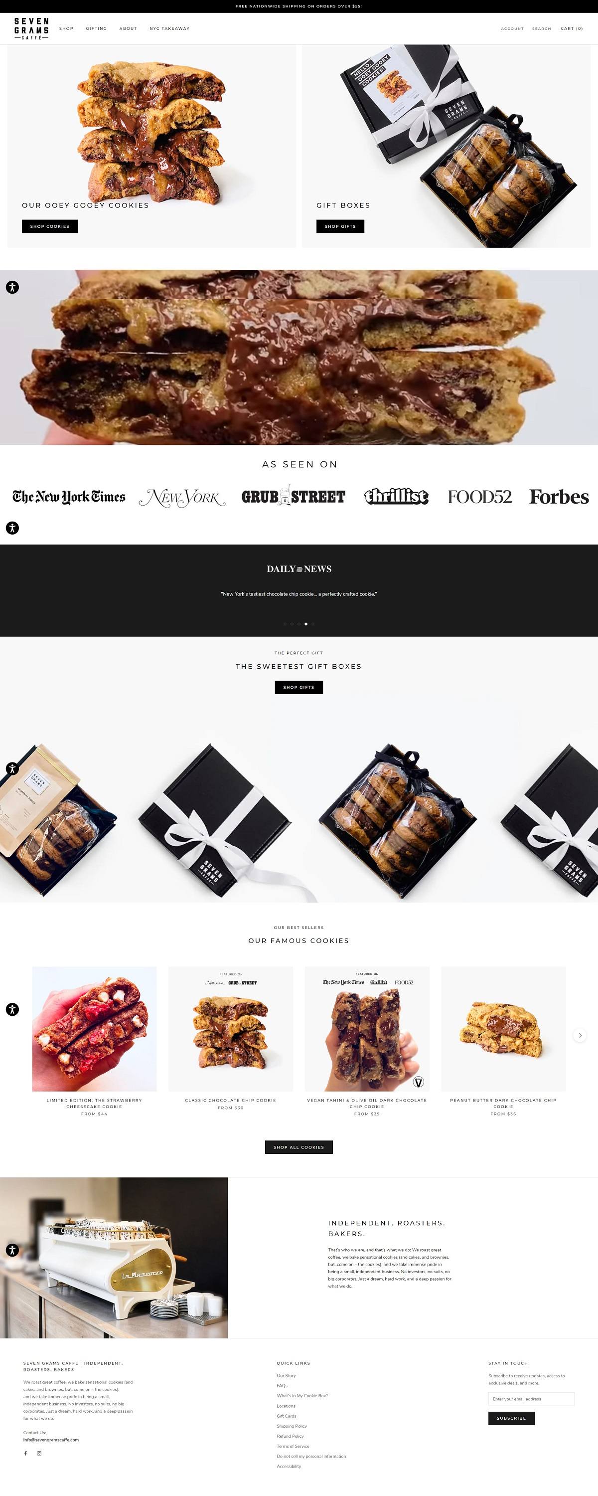 eCommerce website: Seven Grams Caffé