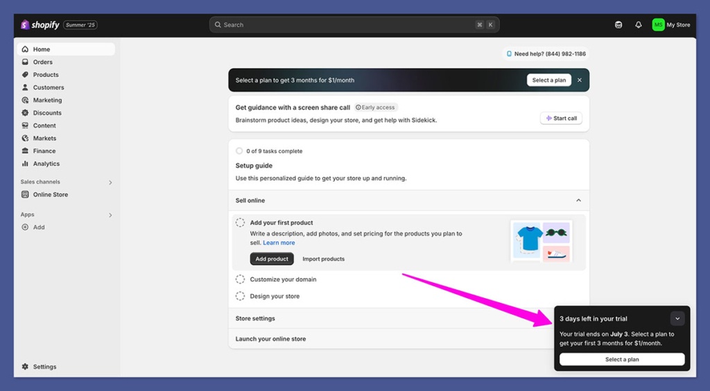 shopify dashboard plans