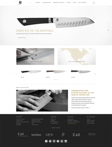 eCommerce website: Shun Cutlery