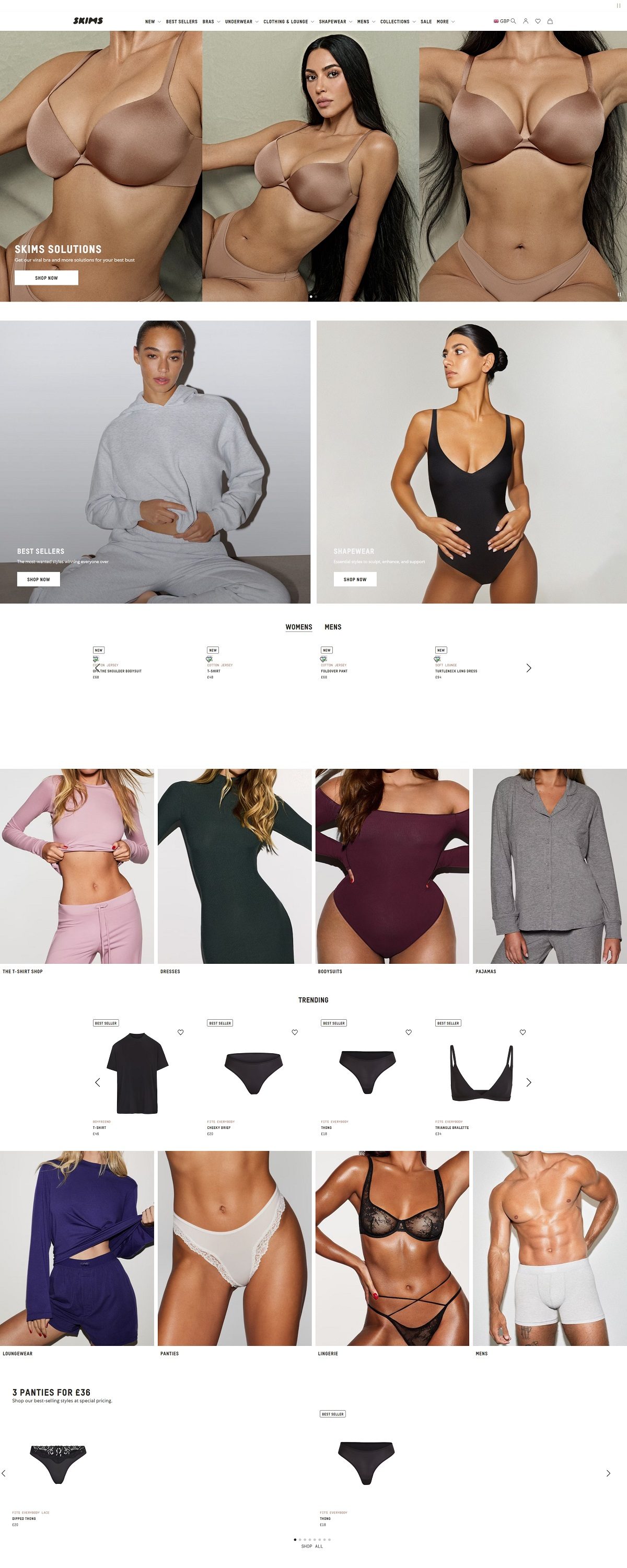 eCommerce website: SKIMS