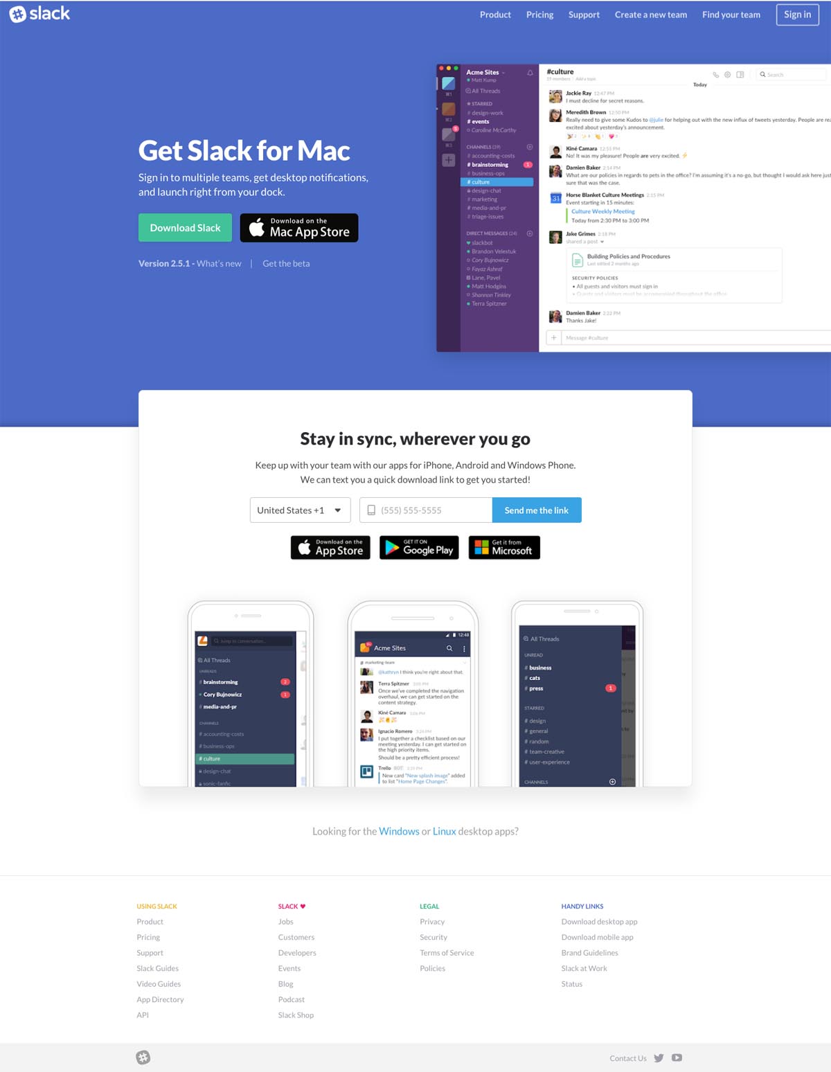 eCommerce website: Slack