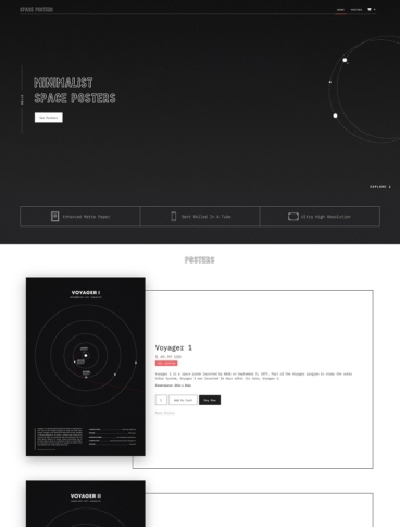 eCommerce website: Space Posters