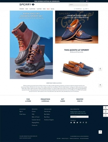 eCommerce website: Sperry
