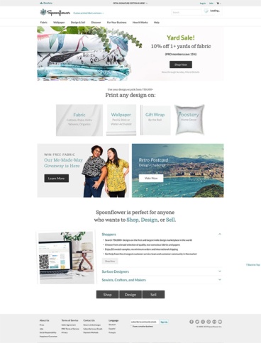 eCommerce website: Spoonflower