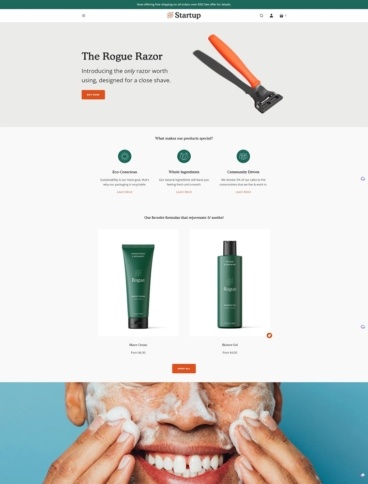eCommerce website template: Startup