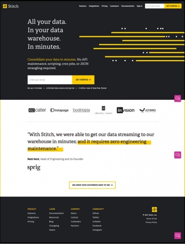 eCommerce website: Stitch Data